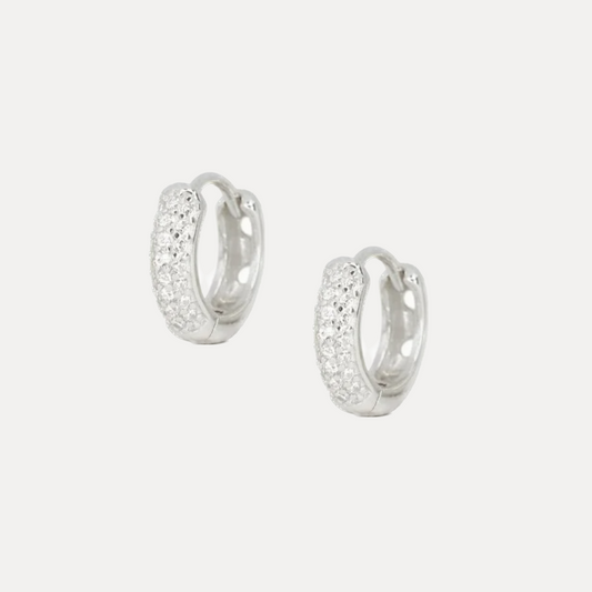 Mini Sparkly Hoops Medium Silver