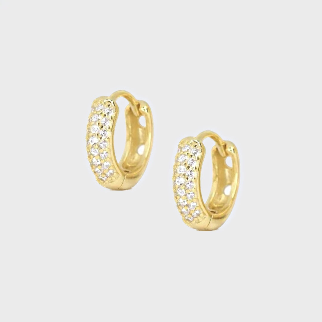 Mini Sparkly Hoops Medium Gold