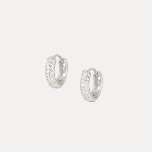 Mini Sparkly Hoops Small Silver